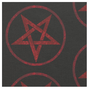 Red Djävulen Pentagram Tyg