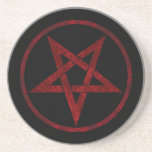 Red Djävulen Pentagram Underlägg<br><div class="desc">Röd,  inverterad,  texturerad pentagram i cirkel,  på svart bakgrund. Oockult-symbol. 666</div>
