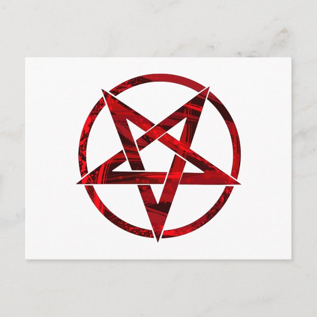 Red Djävulen Pentagram Vykort (Framsida)