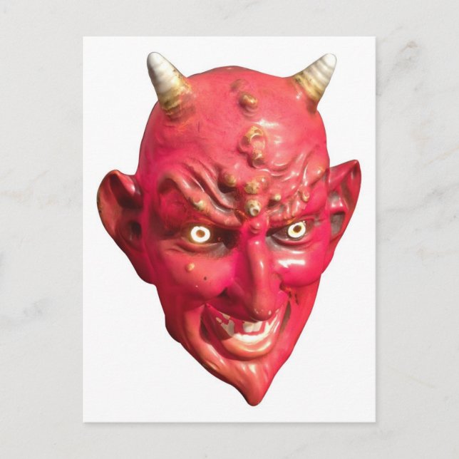 Red Djävulen Satan Demon Fan Horns Vykort (Framsida)