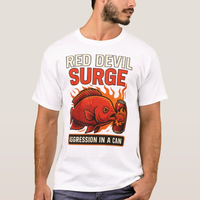 Red Djävulen Surge - Lustigt Cichlid Fish Energy D T Shirt (Framsida)