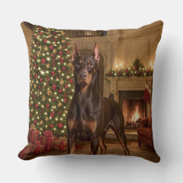 Red Doberman Holiday  Kudde
