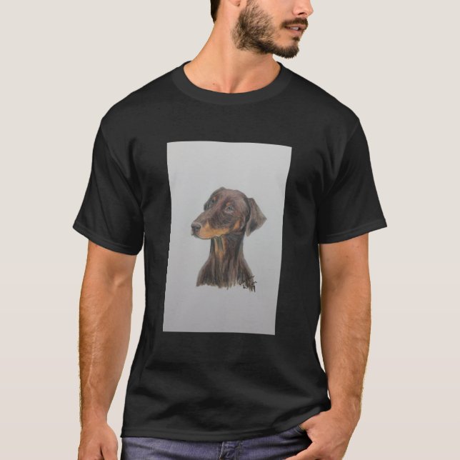 Red Doberman Natural Öron Scoop T Shirt (Framsida)
