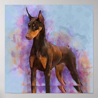 Red Doberman Pinscher 3/4 Front Poster