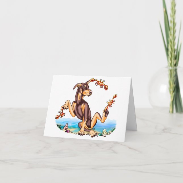 Red Doberman Pinscher Kinda Crabby-anteckningskort Kort (Framsida)