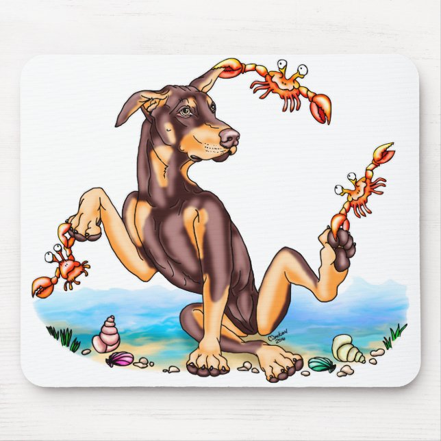 Red Doberman Pinscher Kinda Crabby Mouse Pad Musmatta (Framsidan)