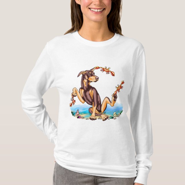 Red Doberman Pinscher Kinda Crabby Tee Shirts (Framsida)