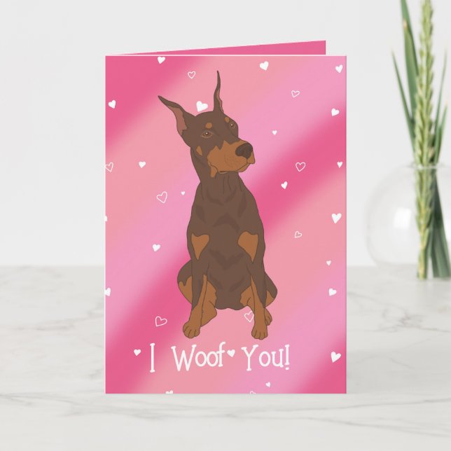 Red Doberman Pinscher Valentines day Tack Kort (Framsida)