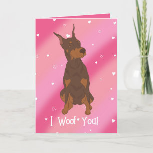 Red Doberman Pinscher Valentines day Tack Kort
