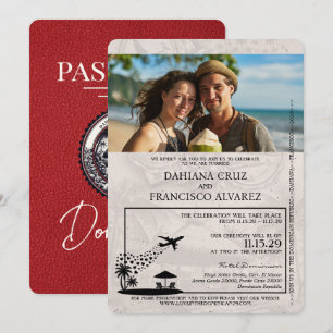 Red Dominican Republic Pass Bröllop Inbjudningar