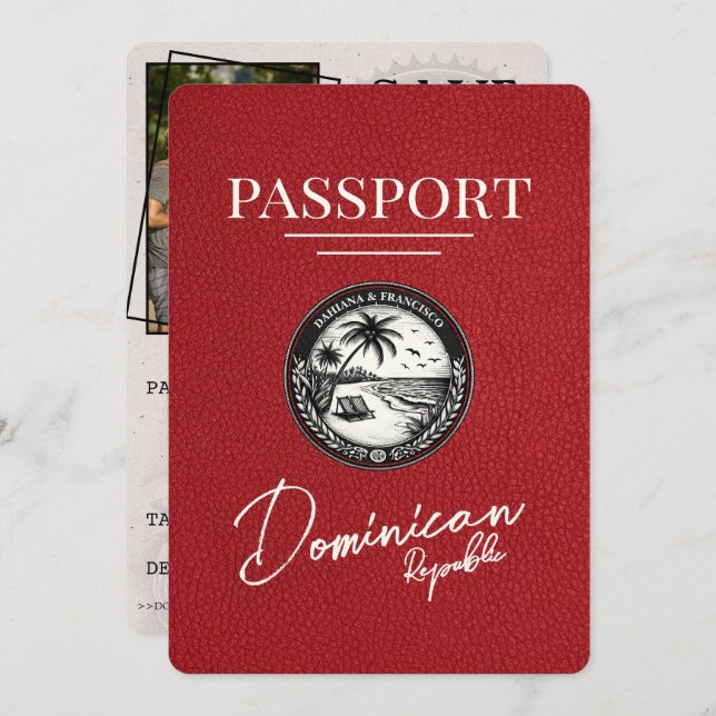 Red Dominican Republic Passport Spara datum Spara Datumet (Fram/baksida)