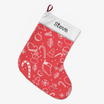 Red Doodle Christmas Pattern - Festive Holiday