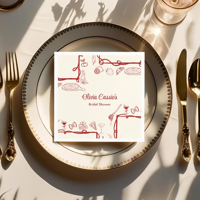 Red Doodle Thats Amore Italiana Möhippa Pappersservett (Skapare uppladdad)