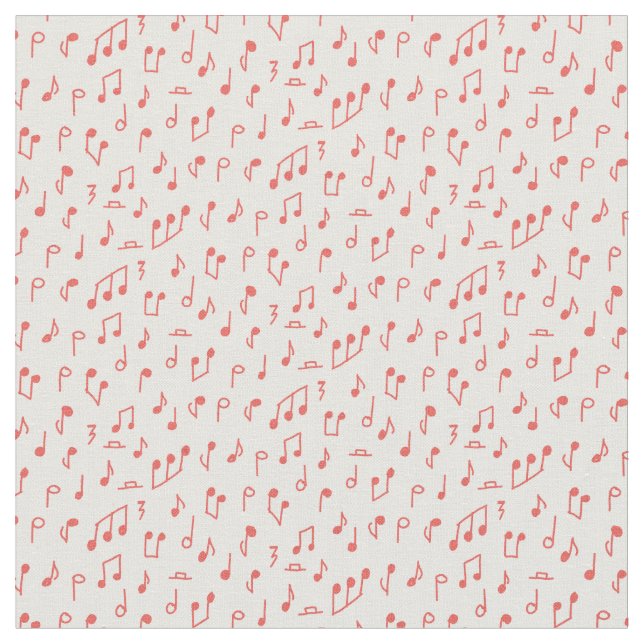 Red Doodled Musik noter Tyg (Närbild)