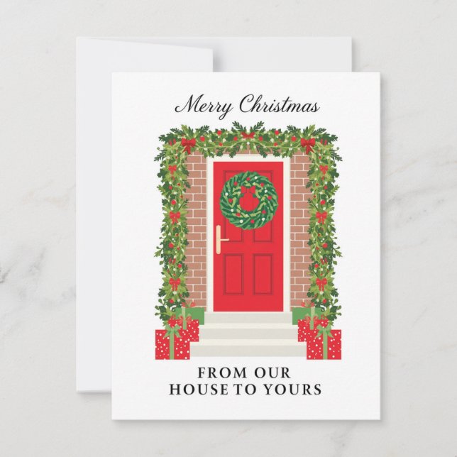 Red Door Garland Wreath House to Yours Julkort (Framsida)