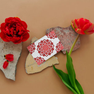 Red Dot Mandala Flower Grattis på födelsedagen Car Kort