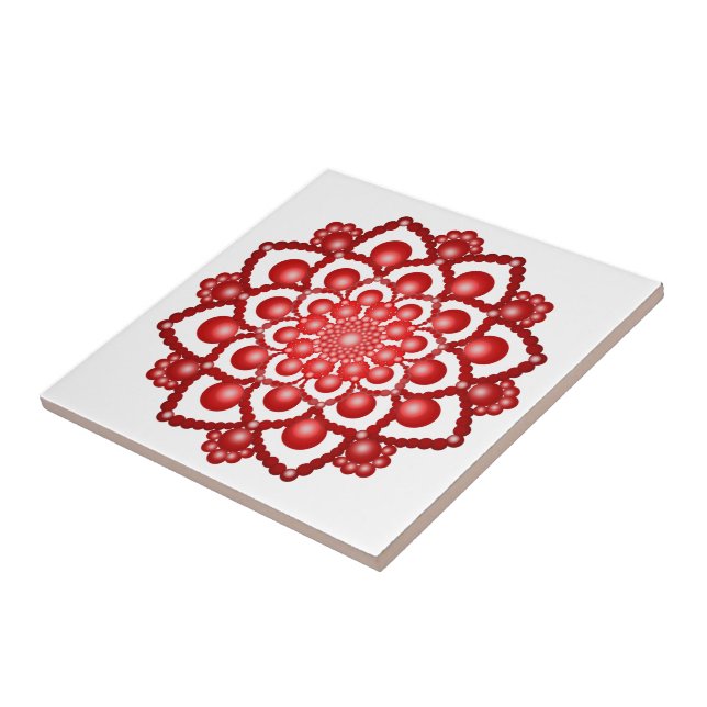 Red Dot Mandala Flower Kakelplatta (Sidan)