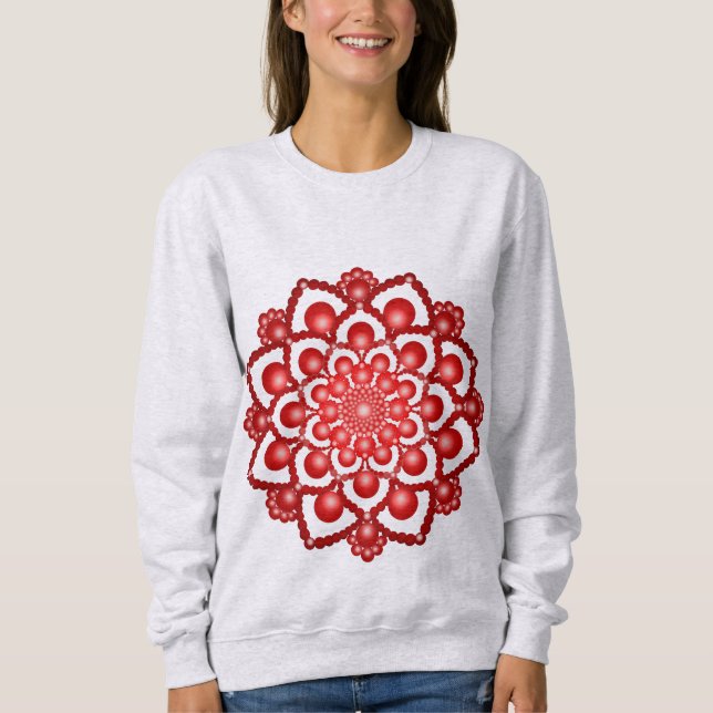 Red Dot Mandala Flower T Shirt (Framsida)