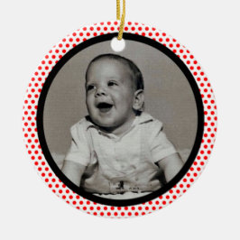 Red Dots Black Trim Photo Ram Julgransprydnad Keramik