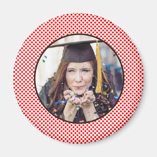 Red Dots Black Trim Photo Ram Magnet (Framsidan)