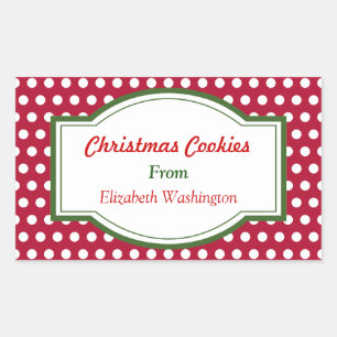 Red Dots jul Baking Cookie Gift Märkre Stickers Rektangulärt Klistermärke