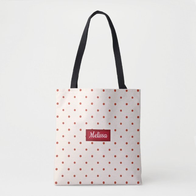 Red Dots Mönster jul Tote Bag Tygkasse (Framsida)