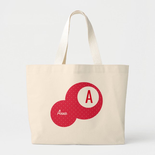 Red Dotty Personlig Monogram Jumbo Tygkasse (Framsidan)