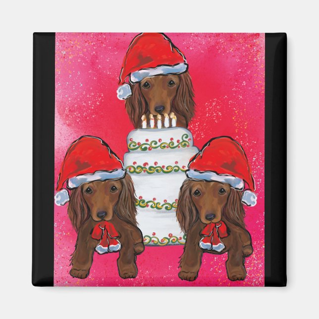 Red Doxie Santas Magnet (Framsidan)