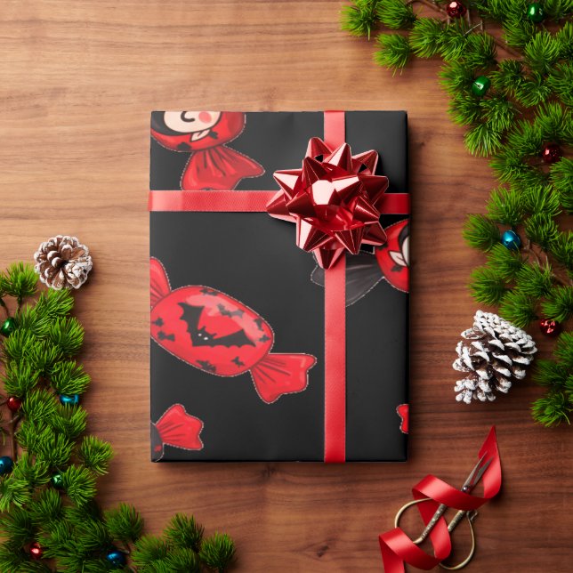 Red Dracula Candy för Halloween Presentpapper (Julgåva)