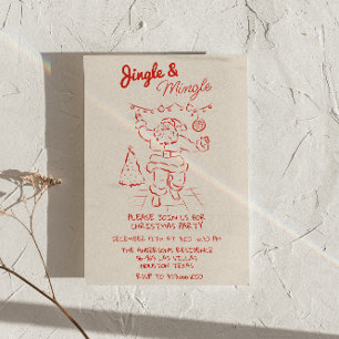Red Draen Jingle & Mingle jultomten Party Inbjudningar