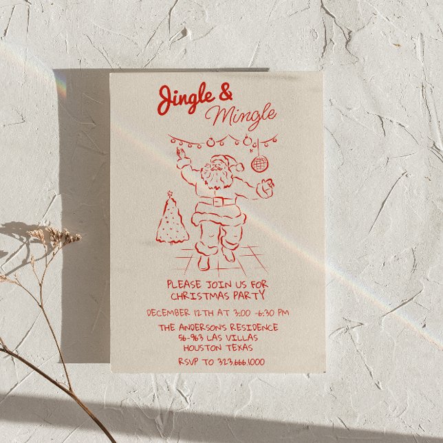 Red Draen Jingle & Mingle jultomten Party Inbjudningar (Skapare uppladdad)