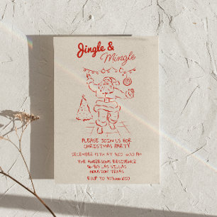 Red Draen Jingle & Mingle jultomten Party Inbjudningar