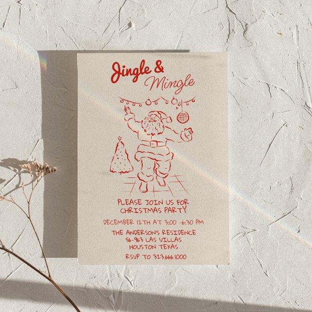 Red Draen Jingle & Mingle jultomten Party Inbjudningar (Skapare uppladdad)