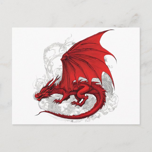 Red Dragon Abstrakt Vykort (Framsida)