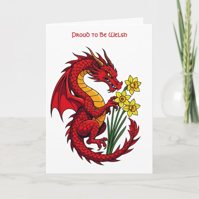 Red Dragon And Daffodils Design Kort (Framsida)