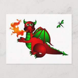 Red Dragon and Dragonfly Vykort