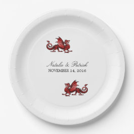 Red Dragon Bröllop Pappra Tallrikar