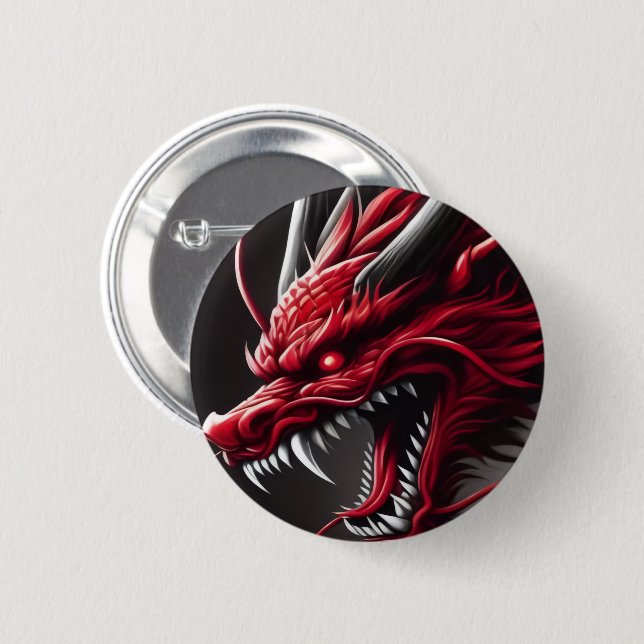 Red Dragon Button Knapp (Framsida & baksida)
