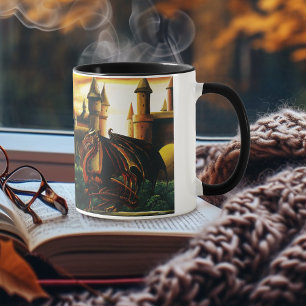 Red Dragon Castle Fantasy Mugg