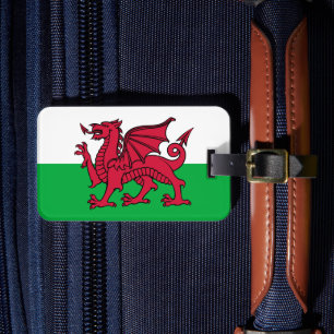 Red Dragon Celtic Flagga of Wales & Welsh Bagagebricka