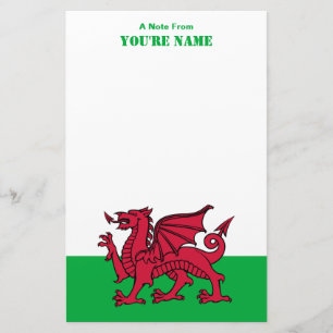 Red Dragon Celtic Flagga of Wales & Welsh Brevpapper