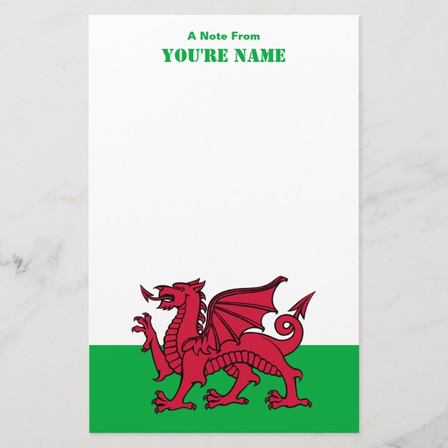 Red Dragon Celtic Flagga of Wales & Welsh Brevpapper (Framsida)