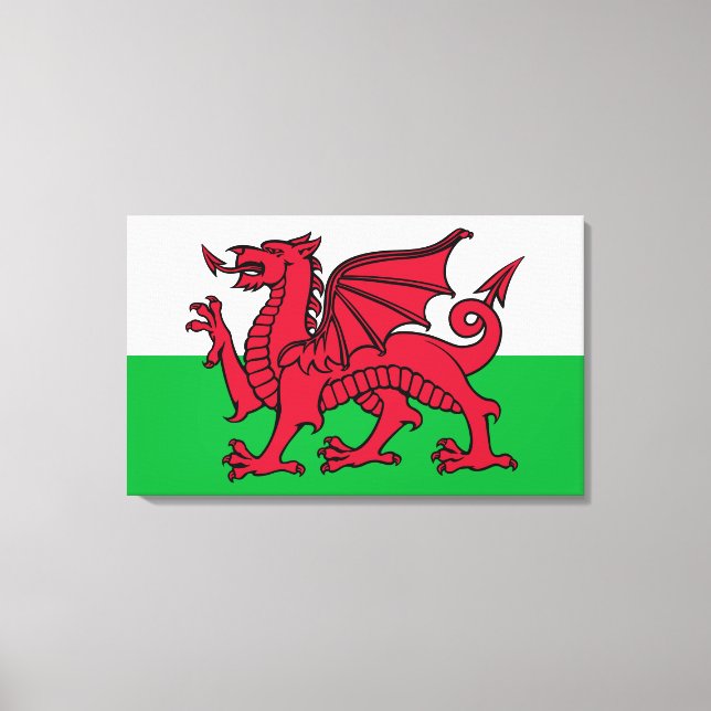 Red Dragon Celtic Flagga of Wales & Welsh Canvastryck (Framsida)