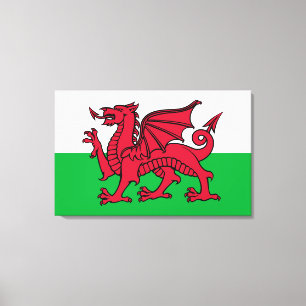 Red Dragon Celtic Flagga of Wales & Welsh Canvastryck