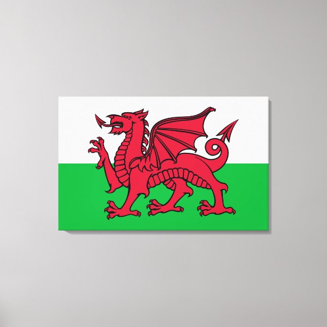 Red Dragon Celtic Flagga of Wales & Welsh Canvastryck (Framsida)