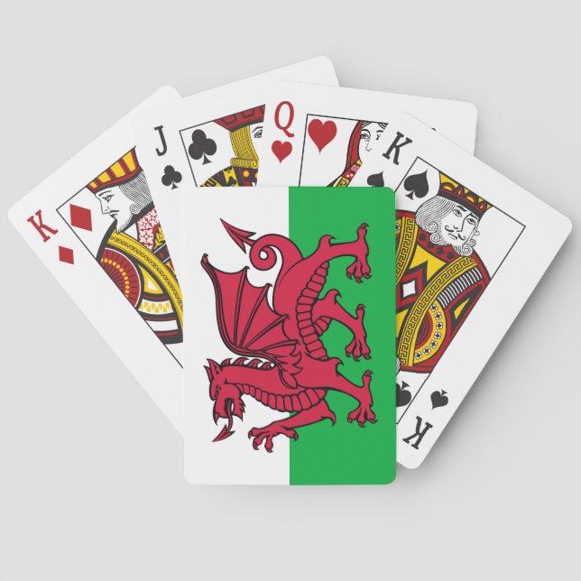 Red Dragon Celtic Flagga of Wales & Welsh Casinokort (Baksidan)