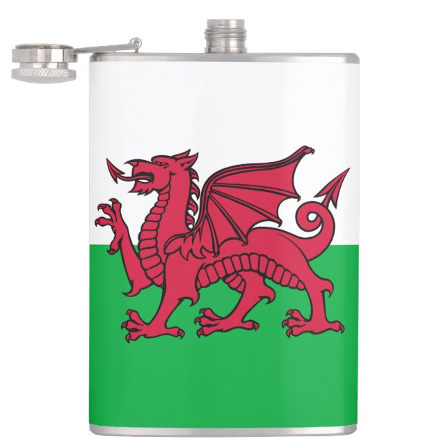 Red Dragon Celtic Flagga of Wales & Welsh Fickplunta (Öppnad)