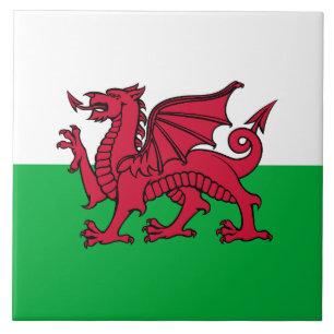 Red Dragon Celtic Flagga of Wales & Welsh Kakelplatta