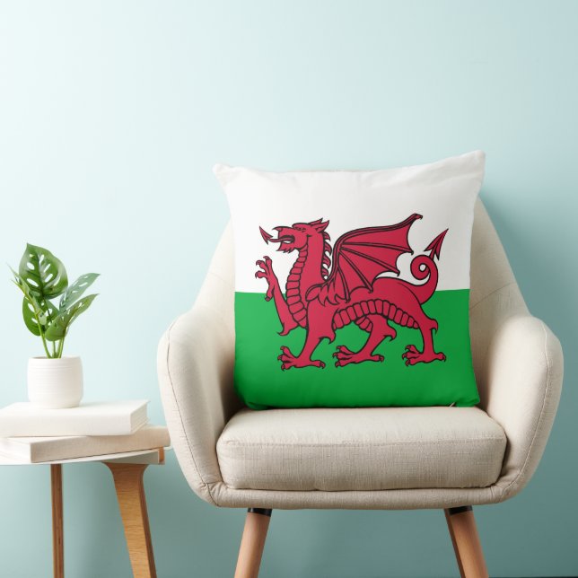 Red Dragon Celtic Flagga of Wales & Welsh Kudde (Stol)