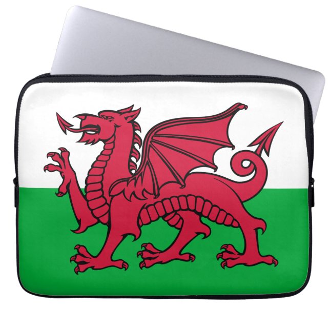 Red Dragon Celtic Flagga of Wales & Welsh Laptop Fodral (Framsidan)